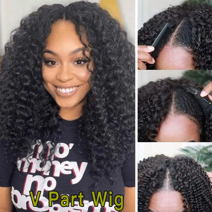 250% Density Kinky Curly V Part Wig