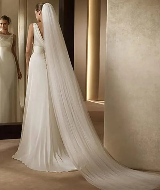 Elegant Cathedral Bridal Veil with Comb – 3 Meters