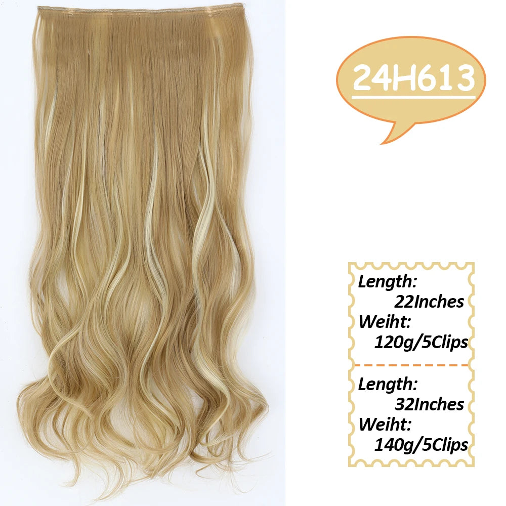 NICESY Synthetic Long Wavy Clip-On Hair Extensions