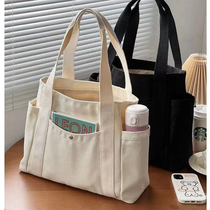 Large Capacity Canvas Solid Letter Tote Bag