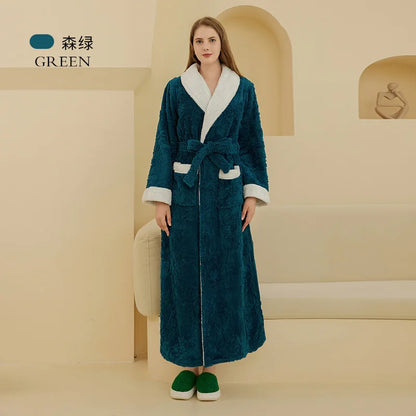 Thick Flannel Jacquard Couple Bathrobe