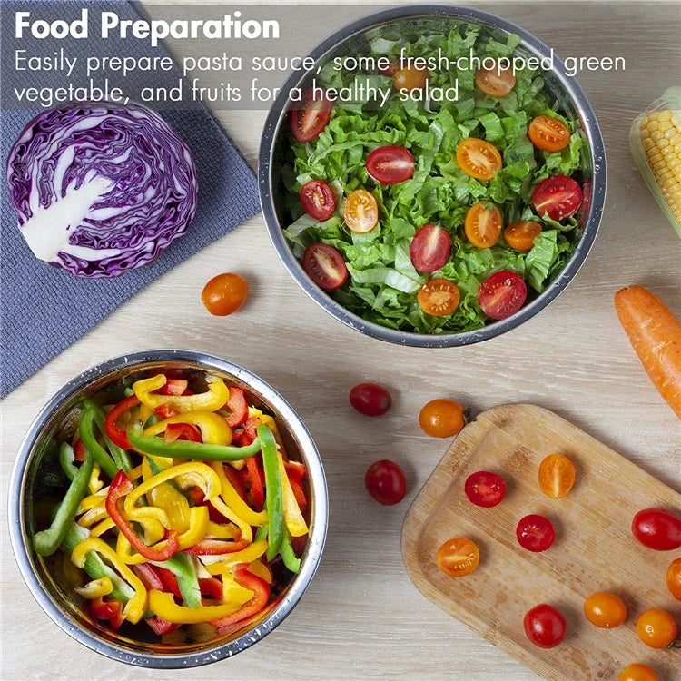 6-Piece Stainless Steel Mixing Bowls with Lids & Non-Slip Bases