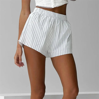 Women’s Y2K Stripes Boxer Shorts – 2025 Summer Hot Pants