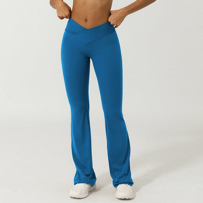 Flare Yoga Pants with Cross Waist – Booty-Lifting, Wide-Leg Activewear Leggings for Workout & Everyday Wear