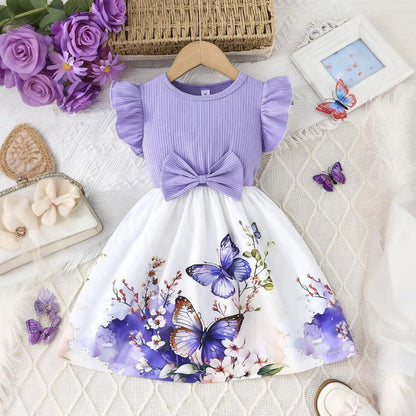 Flower Girls Butterfly Print Dress