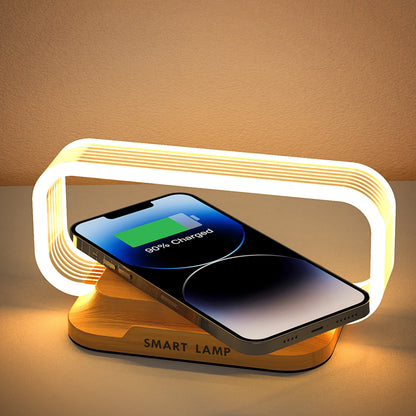 Acrylic Wireless Charging Stand with Night Light & Digital Clock