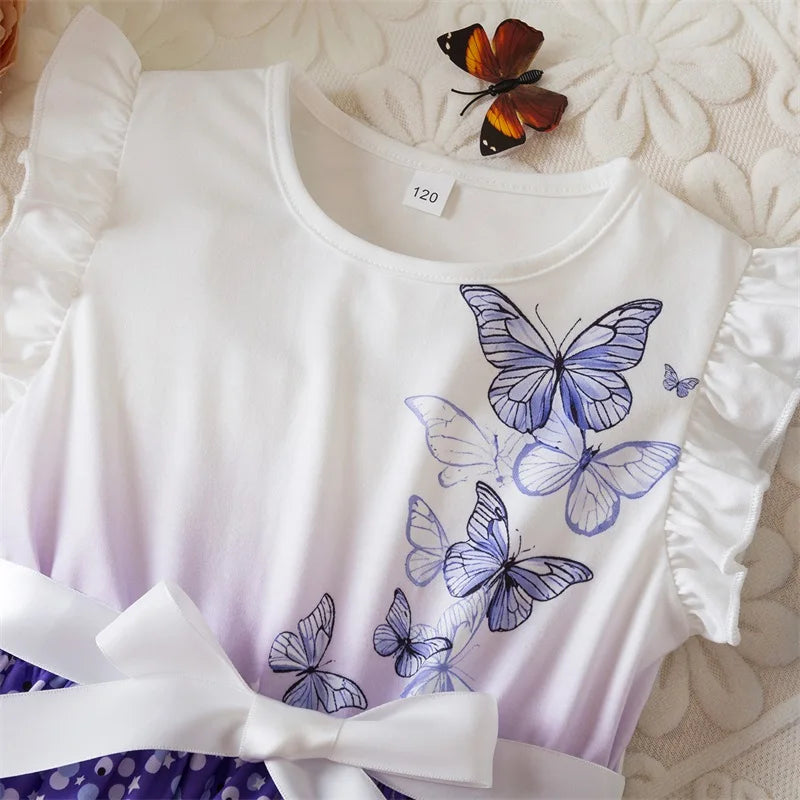 Flower Girls Butterfly Print Dress