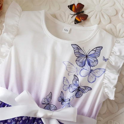 Flower Girls Butterfly Print Dress