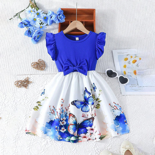 Flower Girls Butterfly Print Dress