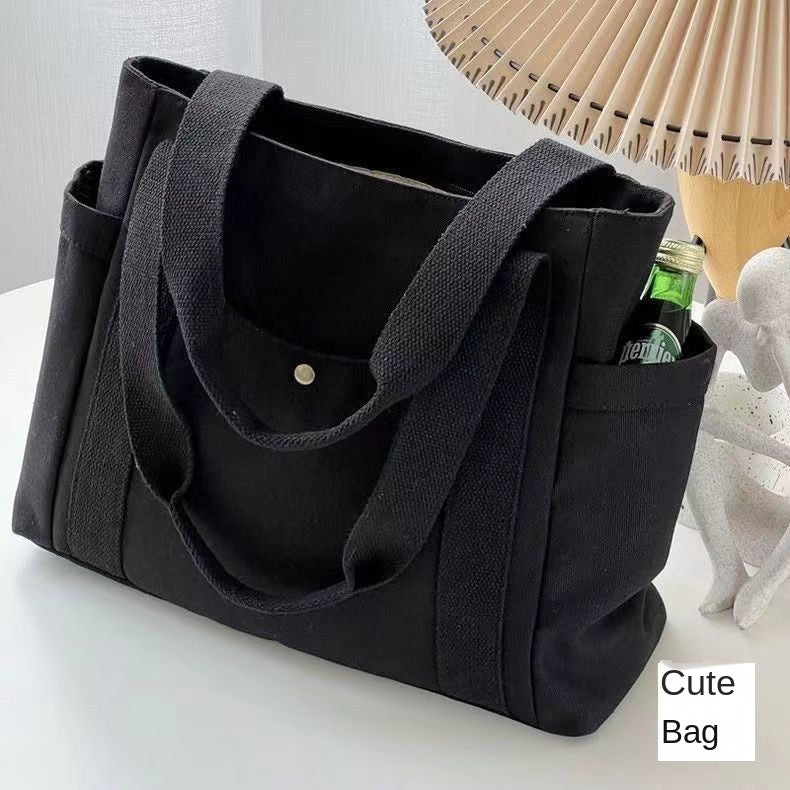 Large Capacity Canvas Solid Letter Tote Bag