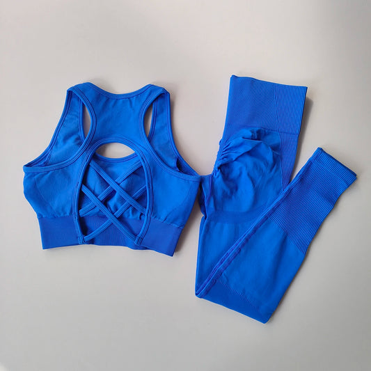 Women’s Seamless Fitness Set – Sports Bra & High-Waist Leggings