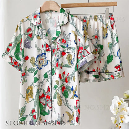 Women’s Floral Satin Pajama Set