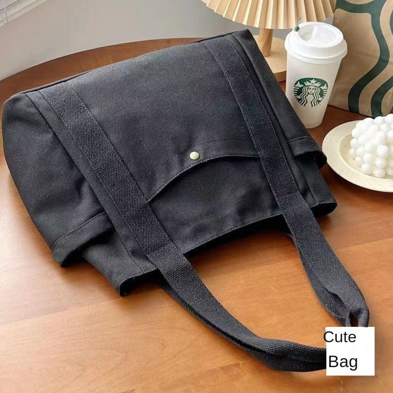 Large Capacity Canvas Solid Letter Tote Bag