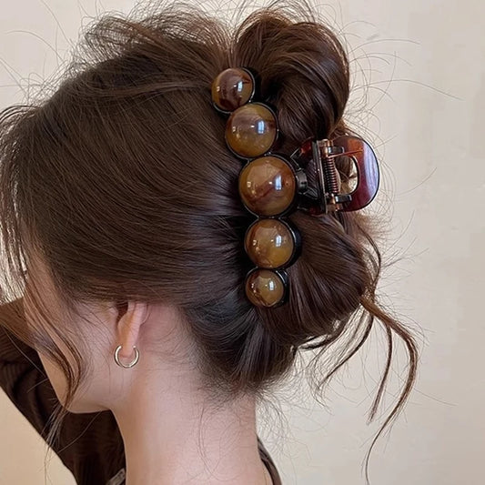Retro Gradient Beaded Hair Claw