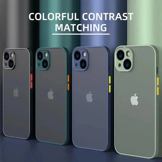 Shockproof Armor Matte Case for iPhone 16 / 15 / 14 Plus / 13 / 12 / 11 Pro Max