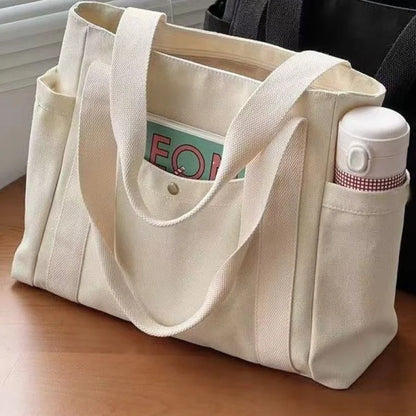 Large Capacity Canvas Solid Letter Tote Bag