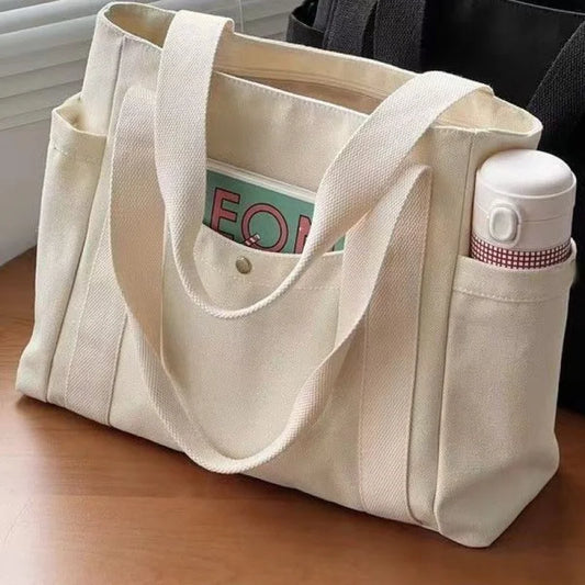 Large Capacity Canvas Solid Letter Tote Bag
