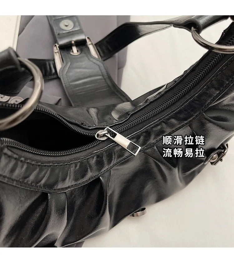 Y2K Retro Pleated Hobo Shoulder Bag for Women
