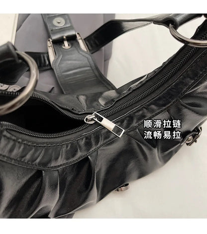 Y2K Retro Pleated Hobo Shoulder Bag for Women