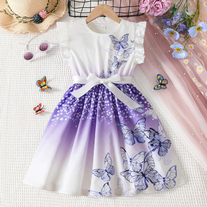 Flower Girls Butterfly Print Dress