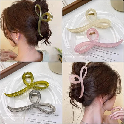 Elegant Jelly Color Bow Hair Claw