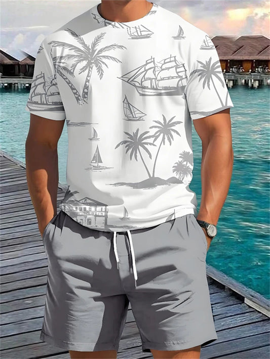 2025 Summer Men’s Palm Tree Print T-Shirt