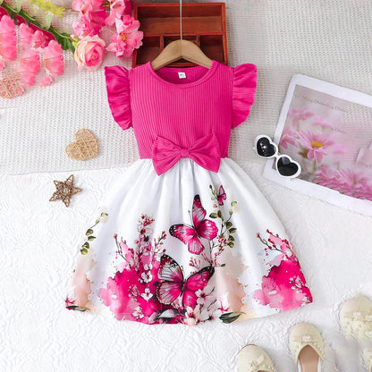 Flower Girls Butterfly Print Dress