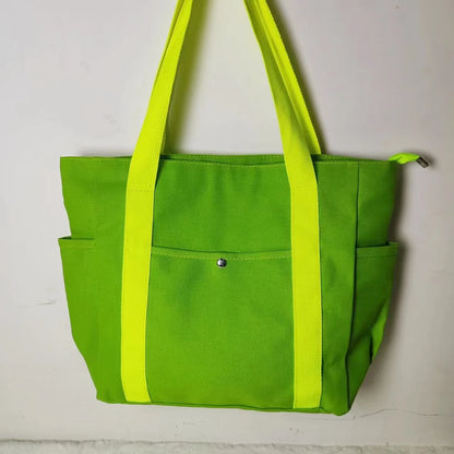 Large Capacity Canvas Solid Letter Tote Bag