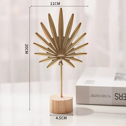 Golden Ginkgo Leaf Feather Metal Figurine