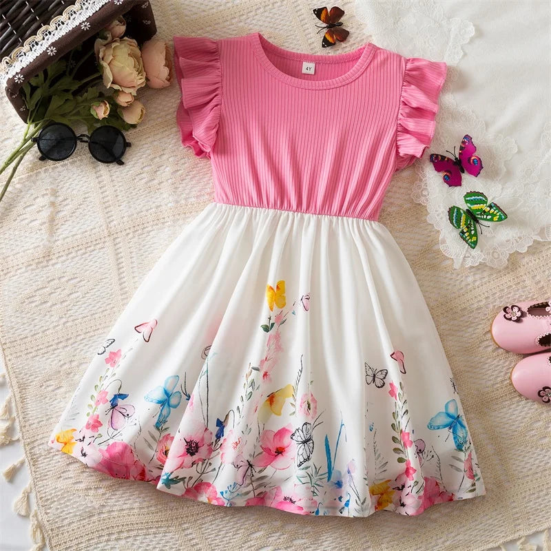 Flower Girls Butterfly Print Dress