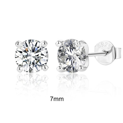 0.5–1.2 Carat D Color Moissanite Ear Stud Earrings for Women