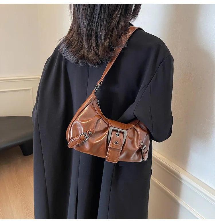 Y2K Retro Pleated Hobo Shoulder Bag for Women