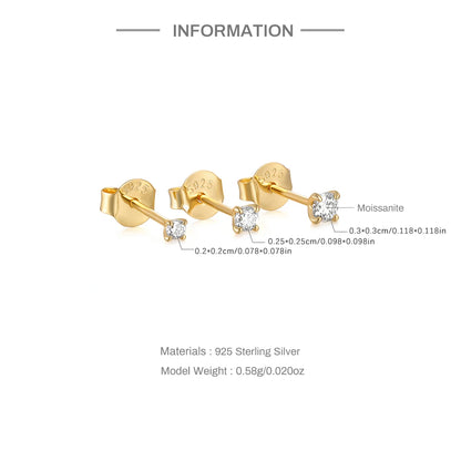 0.5–1.2 Carat D Color Moissanite Ear Stud Earrings for Women