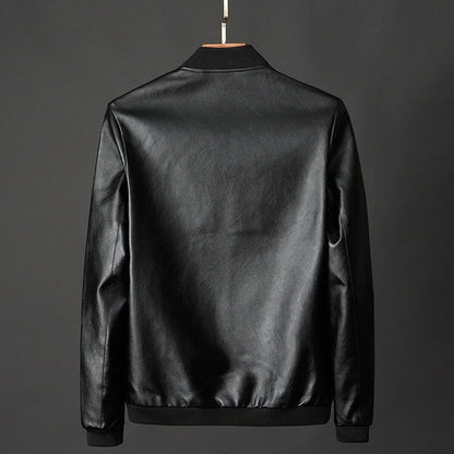 2025 Autumn New Men’s Black Biker PU Leather Jacket