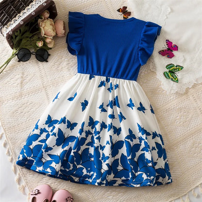 Flower Girls Butterfly Print Dress