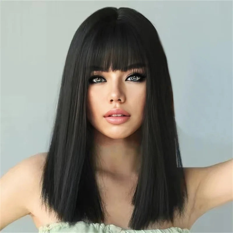 Fashion Black Synthetic Wig for Women