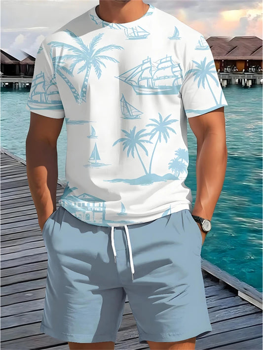 2025 Summer Men’s Palm Tree Print T-Shirt