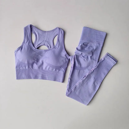 Women’s Seamless Fitness Set – Sports Bra & High-Waist Leggings