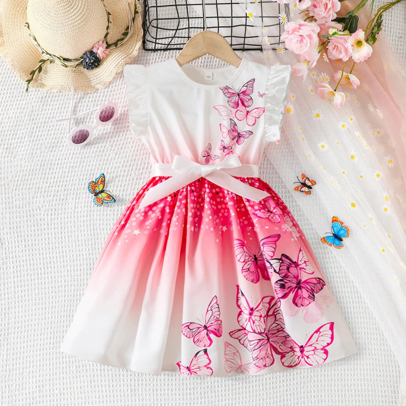 Flower Girls Butterfly Print Dress