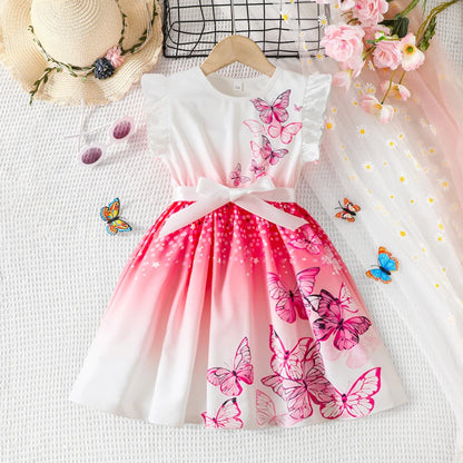 Flower Girls Butterfly Print Dress
