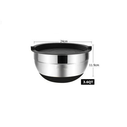6-Piece Stainless Steel Mixing Bowls with Lids & Non-Slip Bases