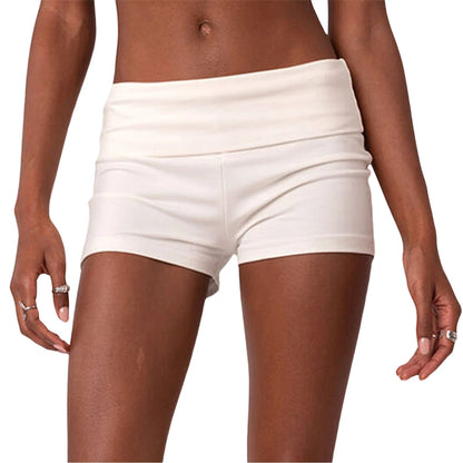 Summer Slim Yoga Shorts – Women’s Casual Fold-Over Lounge Shorts