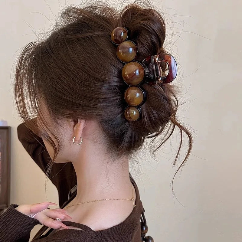 Retro Gradient Beaded Hair Claw