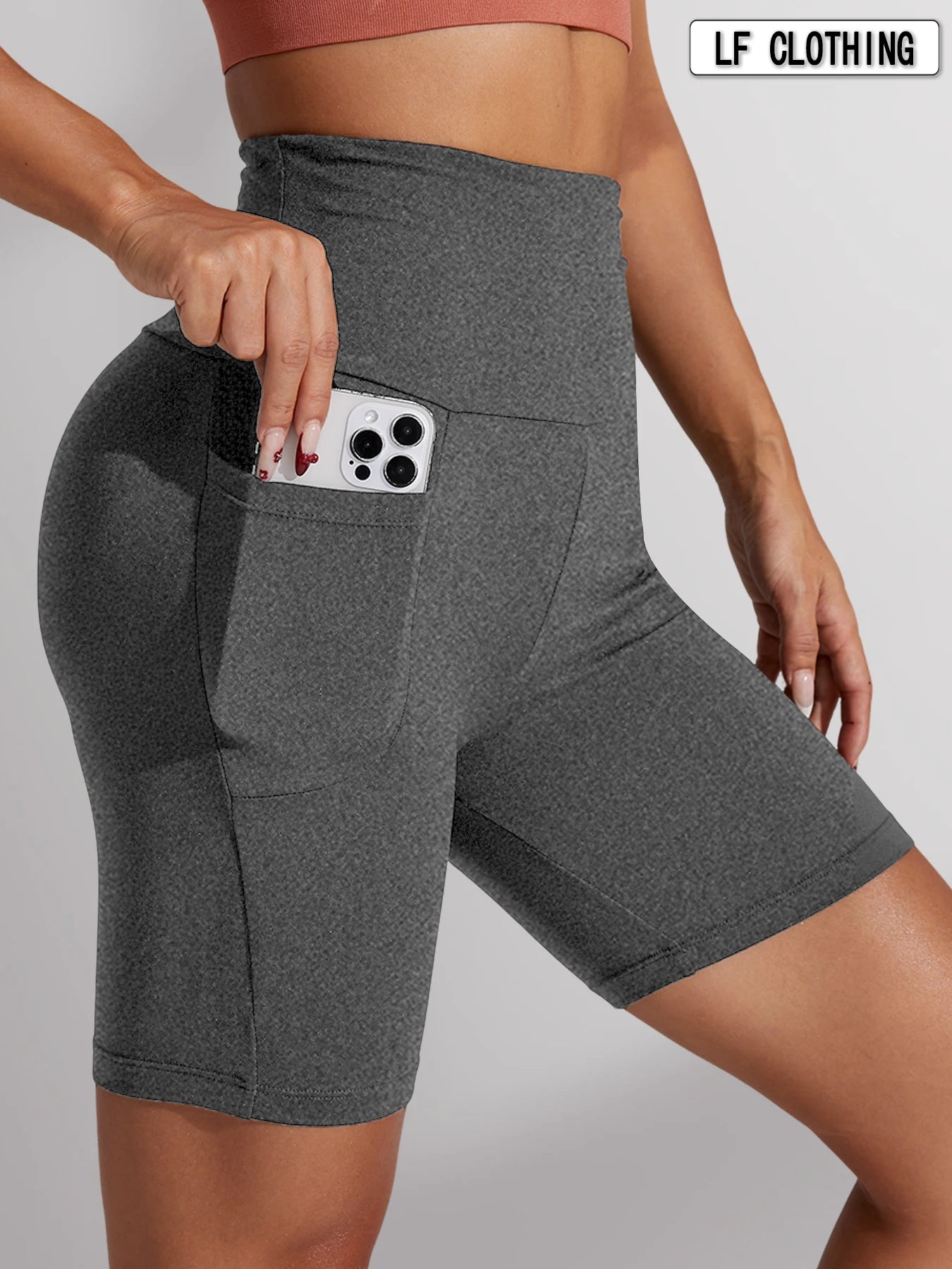 High-Waisted Biker Shorts with Pockets – Supportive, No See-Through Fit