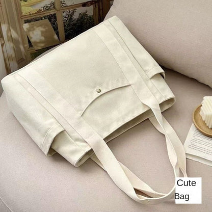 Large Capacity Canvas Solid Letter Tote Bag