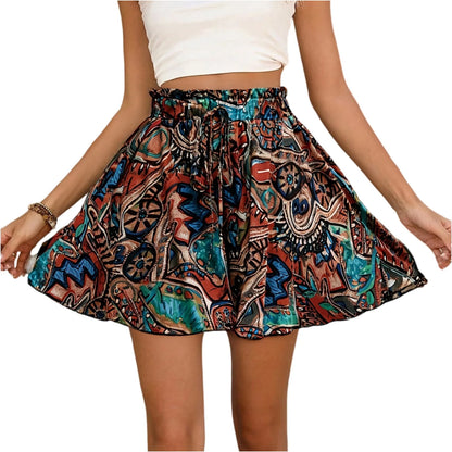 Women’s Bohemian High-Waist Drawstring Shorts – Lightweight & Comfortable