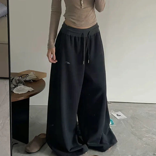 2025 Y2K Vintage Baggy Sweatpants for Women – Korean Style Wide-Leg Streetwear Trousers