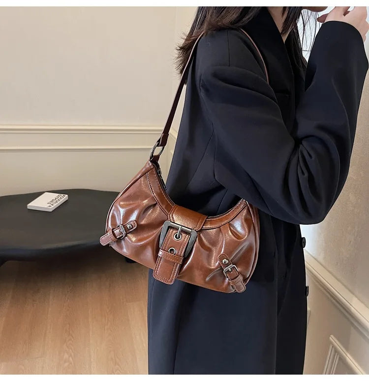 Y2K Retro Pleated Hobo Shoulder Bag for Women