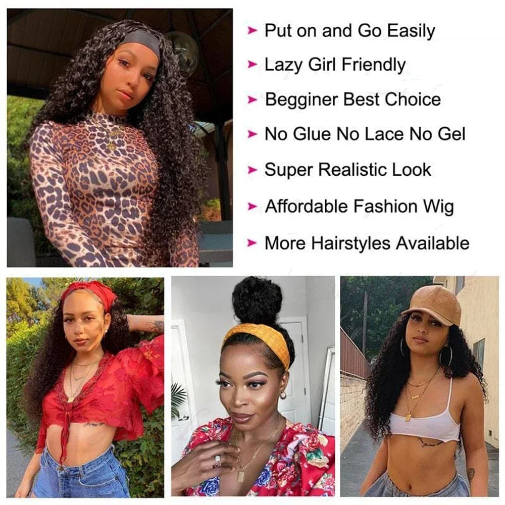 Kinky Curly Headband Wig