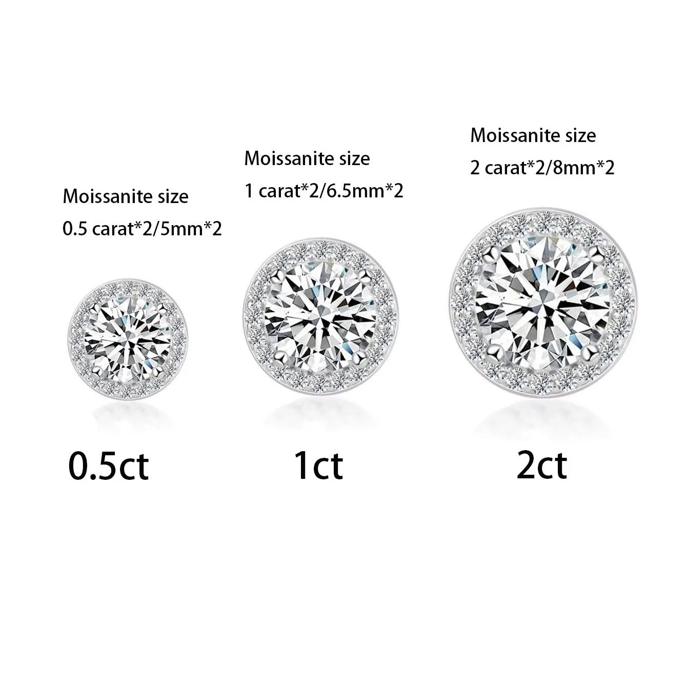 925 Sterling Silver Moissanite Round Earrings